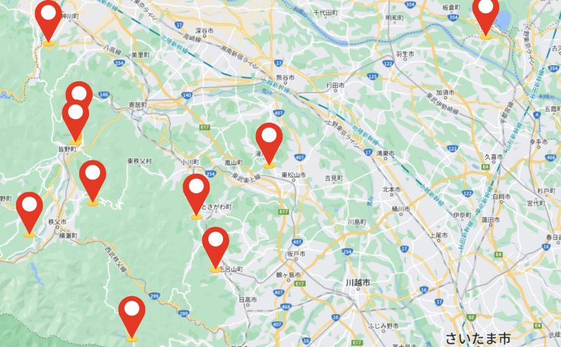埼玉県のグランピングマップ