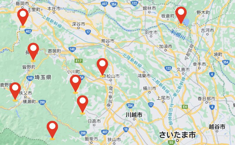 埼玉県のグランピングマップ