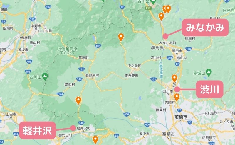 群馬県のグランピング場マップ