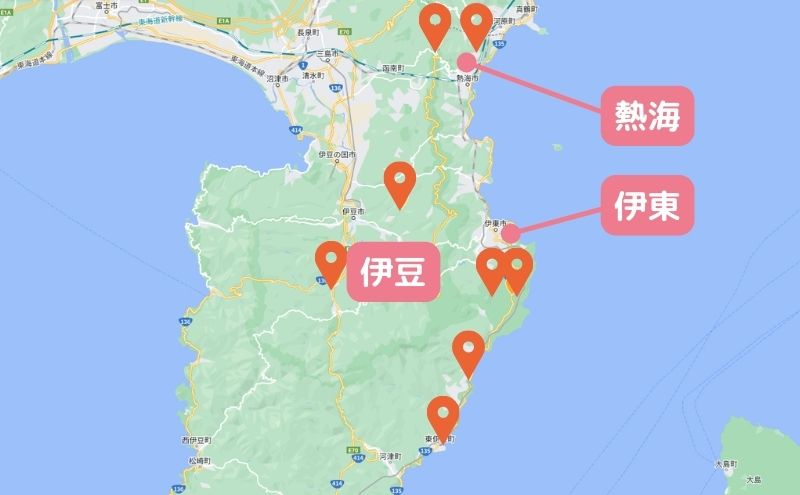 静岡県のグランピング：地図